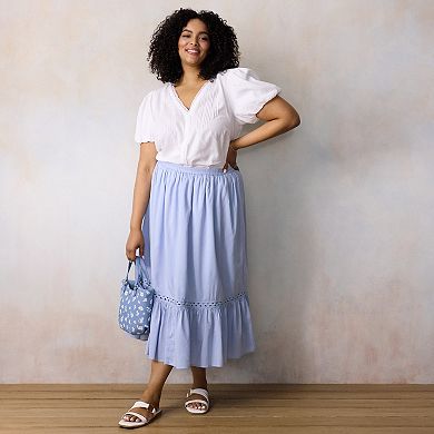 Plus Size LC Lauren Conrad Gathered Trim Skirt