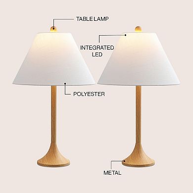 Albie 25" Modern Coastal Iron Column LED Table Lamp (Set of 2)