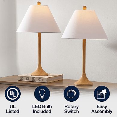 Albie 25" Modern Coastal Iron Column LED Table Lamp (Set of 2)