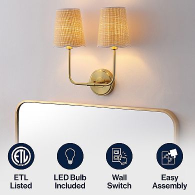 Lila Scalloped Fabric Shade/Metal LED Vanity Light