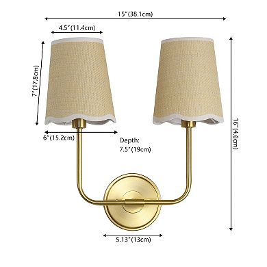 Lila Scalloped Fabric Shade/Metal LED Vanity Light