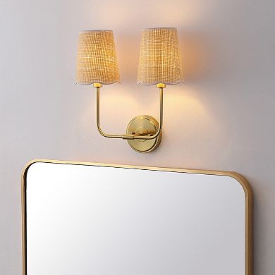 Lila Scalloped Fabric Shade/Metal LED Vanity Light