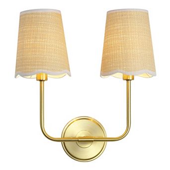 Lila Scalloped Fabric Shade/Metal LED Vanity Light