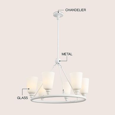 Denis 27.5" 6-Light Modern Minimalist Iron/Glass LED Chandelier