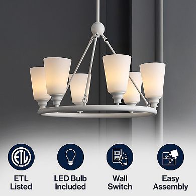 Denis 27.5" 6-Light Modern Minimalist Iron/Glass LED Chandelier