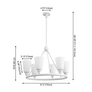 Denis 27.5" 6-Light Modern Minimalist Iron/Glass LED Chandelier