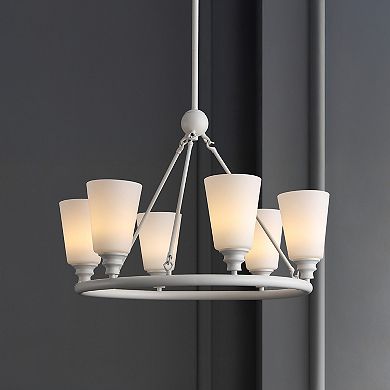 Denis 27.5" 6-Light Modern Minimalist Iron/Glass LED Chandelier