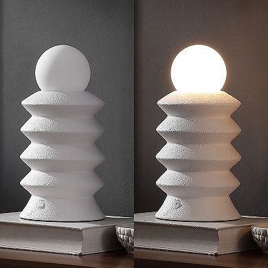 Soren 13" Modern Scandinavian Ceramic/Glass Geometric Integrated LED Table Lamp (Set of 2)