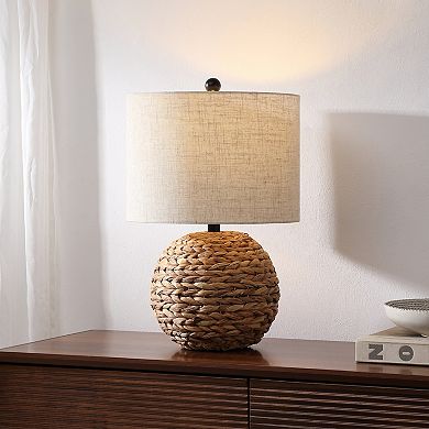 Camilo 21.5" Modern Coastal Woven Rattan Globe LED Table Lamp
