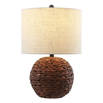 Camilo 21.5" Modern Coastal Woven Rattan Globe LED Table Lamp