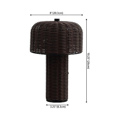 10" Indoor/Outdoor Faux Wicker Rechargeable/Cordless Dimmable Integrated LED Table Lamp (Set of 2)