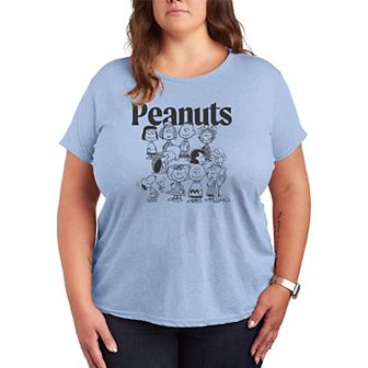 Plus Size Peanuts Group Outline Graphic Tee