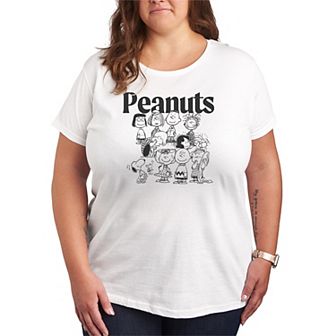 Plus Size Peanuts Group Outline Graphic Tee