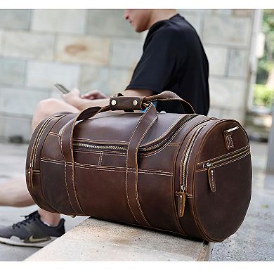 The Wainwright Weekender Round Vintage Leather Weekender