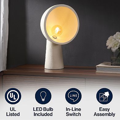 Claude 17.5" Contemporary Minimalist Resin Half-Globe Column LED Table Lamp