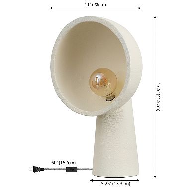 Claude 17.5" Contemporary Minimalist Resin Half-Globe Column LED Table Lamp