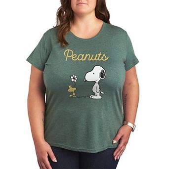 Plus Size Peanuts Snoopy & Woodstock Flower Graphic Tee