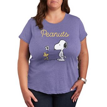 Plus Size Peanuts Snoopy & Woodstock Flower Graphic Tee