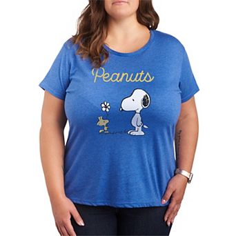 Plus Size Peanuts Snoopy & Woodstock Flower Graphic Tee