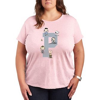 Plus Size Peanuts Collegiate Letterman Graphic Tee