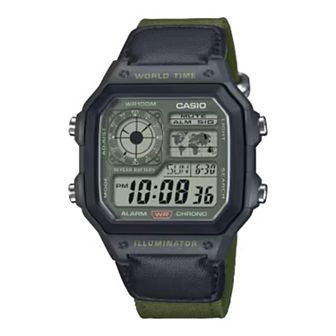 Casio Men's Digital World Map Watch - AE1200WHUB-8AV