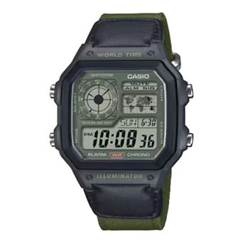 Casio Men's Digital World Map Watch - AE1200WHUB-8AV