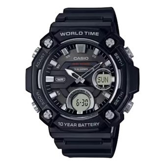 Casio Men's Heavy-Duty Analog-Digital World Time Watch - AEQ120-1AV