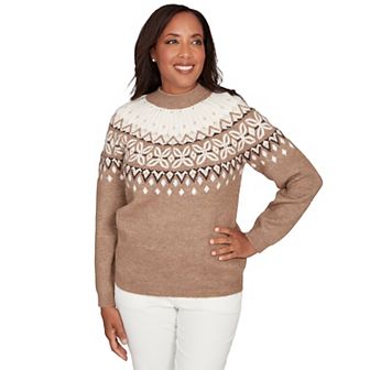 Petite Alfred Dunner Fair Isle Gold Studded Sweater