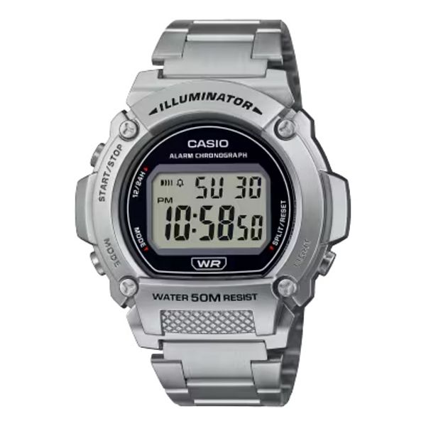 Casio Men's Digital Stainless Steel Bracelet Watch - W219HD-1AV