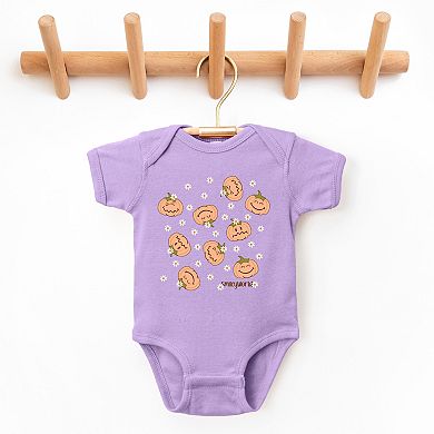 SmileyWorld Pumpkin Collage Daisies - Baby Short Sleeve Graphic Bodysuit