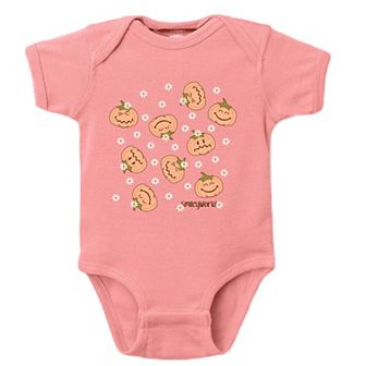 SmileyWorld Pumpkin Collage Daisies - Baby Short Sleeve Graphic Bodysuit