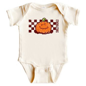 SmileyWorld Pumpkin Face Checkered - Baby Short Sleeve Graphic Bodysuit