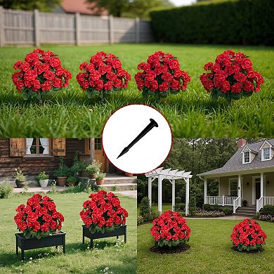 Artificial Lavender Begonia Ball Trees Set of 2,23'' UV Resistant Fake Evergreen Shrubs Bushes Plant