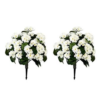 Artificial Lavender Begonia Ball Trees Set of 2,23'' UV Resistant Fake Evergreen Shrubs Bushes Plant