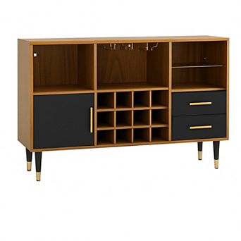 47"Wine Bar Cabinet, Liquor Coffee Bar Storage Cabinet Sideboard Buffet for Home Kitchen Dining Room