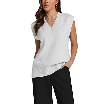 Sweater Vest Women Sleeveless V Neck Oversized Pullover Knitted Tops Fall Casual Loose Outfits