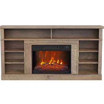 58" Fireplace TV Stand for Television up to 65",TV Stand with Storage Cabinet and Shelves