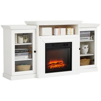 60" Electric Fireplace TV Stand with 18" Electric Fireplace Heater,Wooden Media Entertainment Center