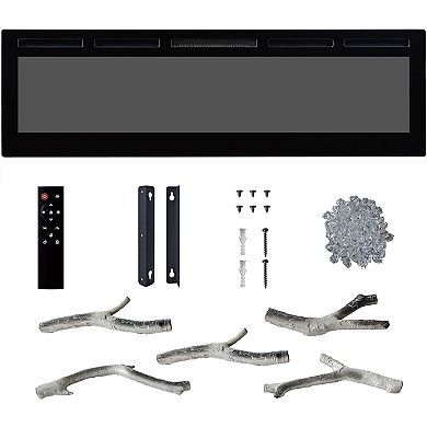 50" Smart Electric Fireplace,WiFi & Alexa Enabled, Remote Control, Wall Mount/Recessed Insert, Black