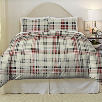 Pointehaven Brushed Cotton Flannel Oversized Duvet Cover Set with Shams