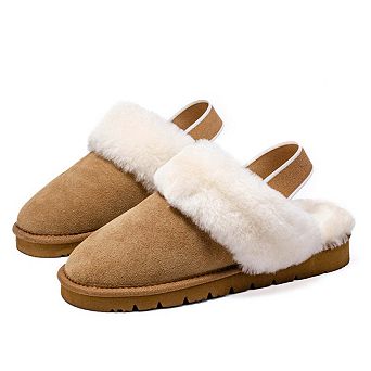 Women's Shearling and Suede Clog Slippers CY2468