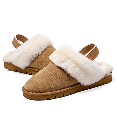 Women's Shearling and Suede Clog Slippers CY2468
