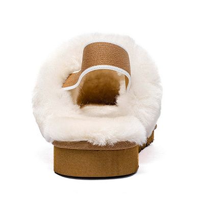 Women's Shearling and Suede Clog Slippers CY2468