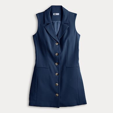Juniors' SO® Sleeveless Suiting Blazer Mini Dress