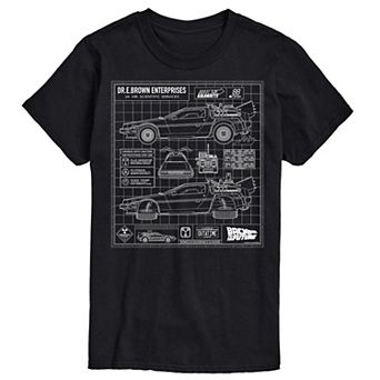 Men's Back To The Future DeLorean Schematic Graphic Tee