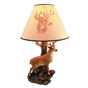`Champion` 12 Point Buck Table Lamp w/ Printed Shade