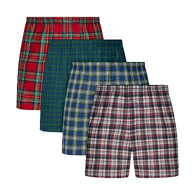 Men's Hanes Ultimate® 4-Pack Cotton-Blend Tartan Plaid Boxers