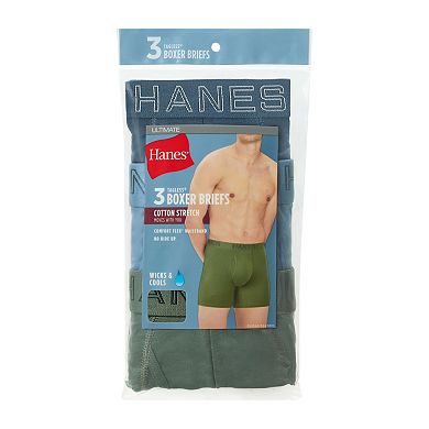 Men's Hanes® 3-Pack Ultimate Cotton-Stretch Boxer Briefs