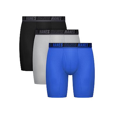Men's Hanes® 3-Pack Ultimate® Moves Breathable Mesh Long Leg Boxer Briefs