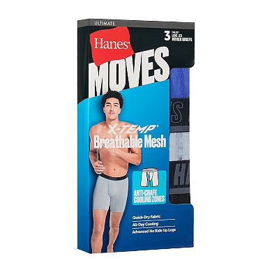 Men's Hanes® 3-Pack Ultimate® Moves Breathable Mesh Long Leg Boxer Briefs